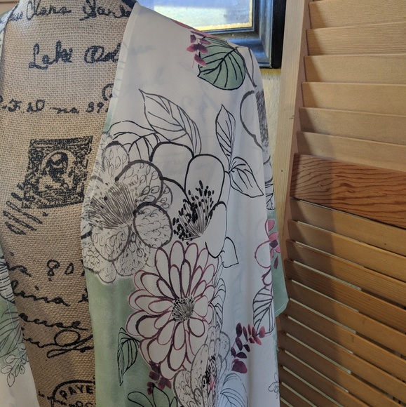 Kimono cover up pastel colors 100% silk flowers even cover swim suits - Picture 4 of 8